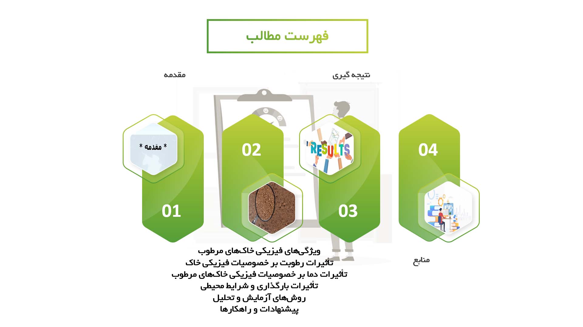 پاورپوینت در مورد خصوصیات فیزیکی خاک‌های مرطوب در شرایط مختلف